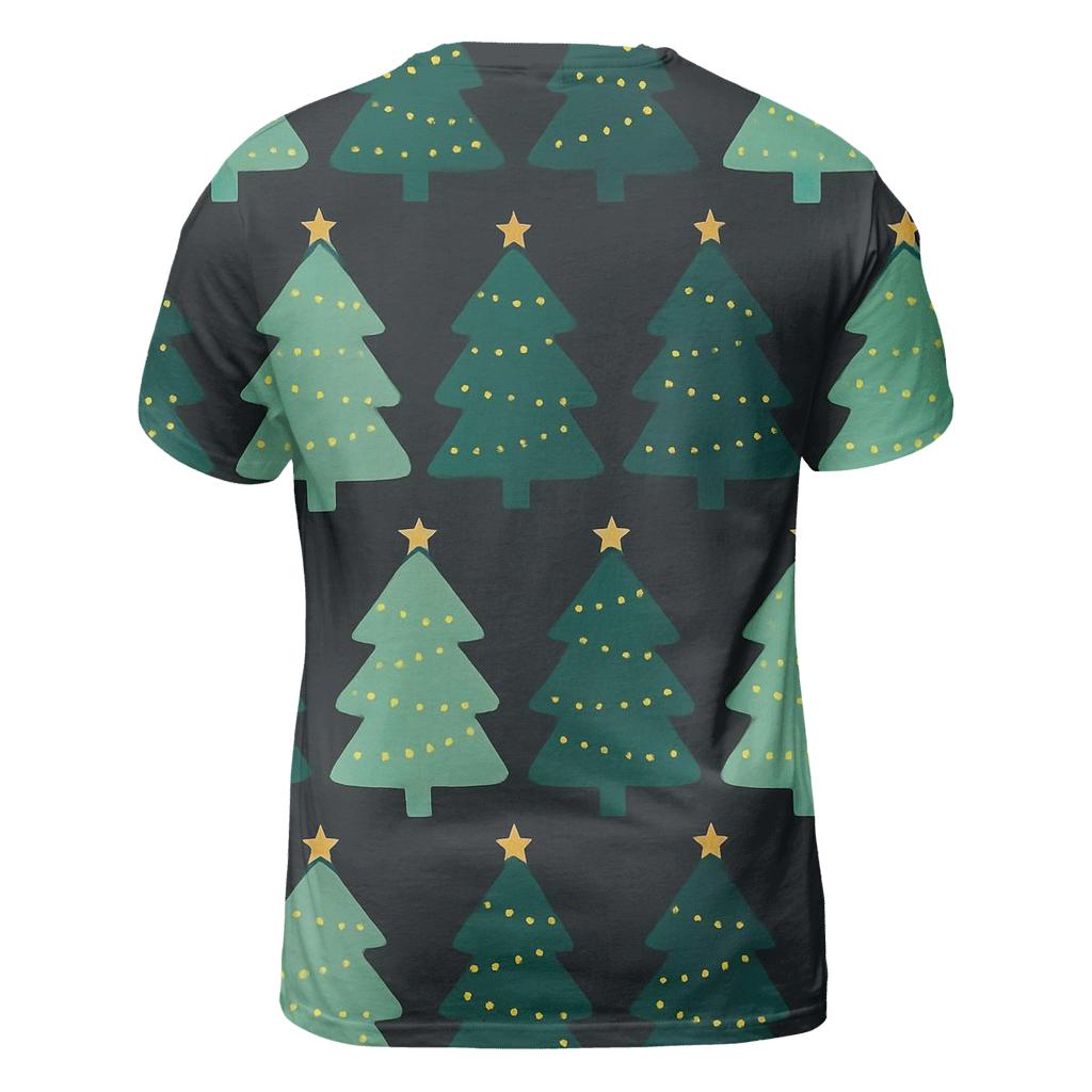 Emerald Fir Tree Checkerboard Glow artistic all-over print tops