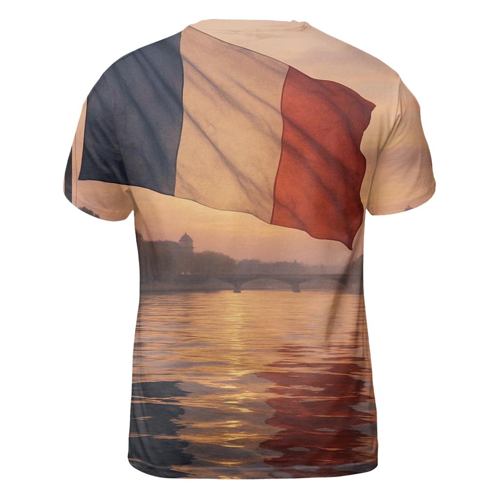 French Flag Reflections On The Seine creative print fashion shirts