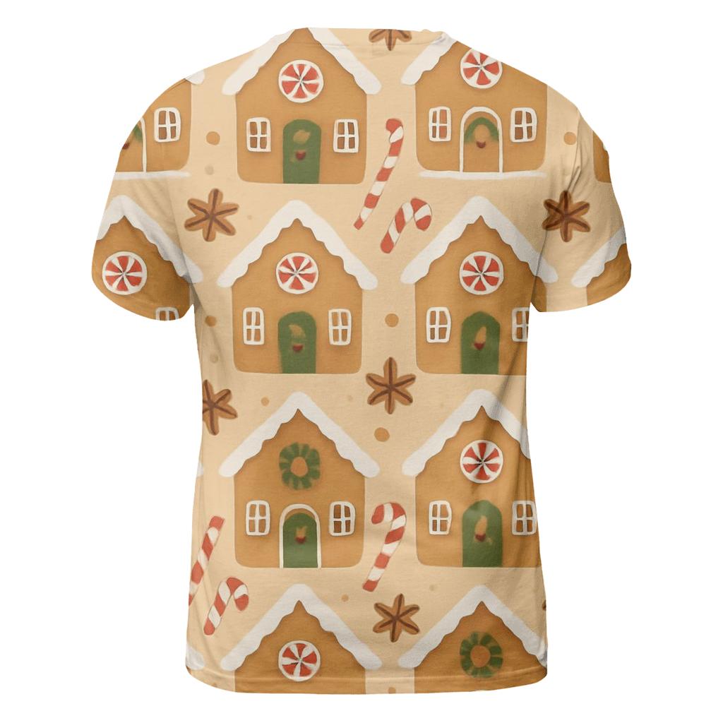 Gingerbread Village Tiles On Soft Beige designer pattern shirts