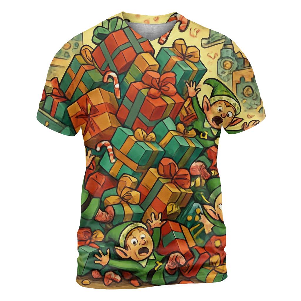 Elves Workshop Gift Avalanche vibrant all-over design tees