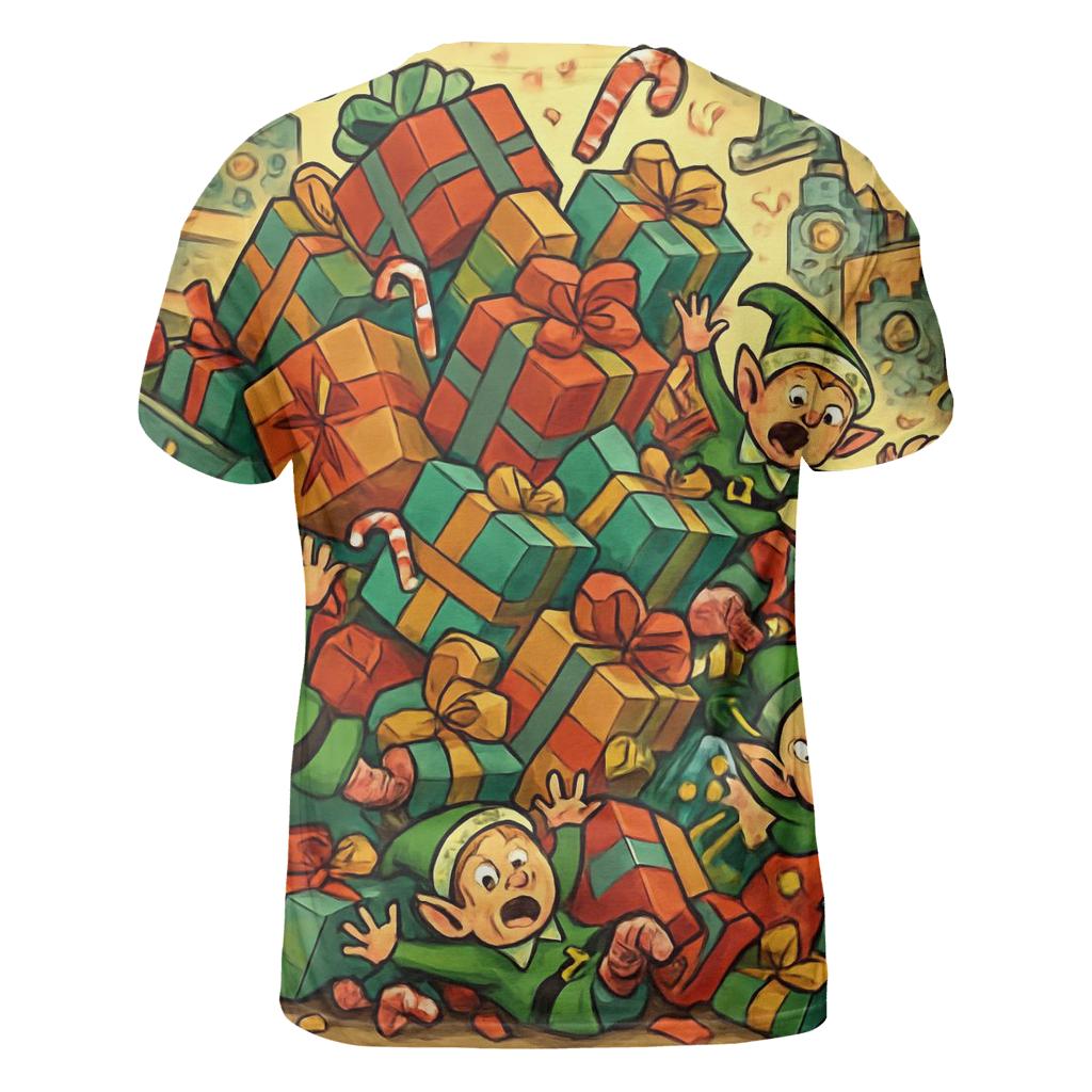 Elves Workshop Gift Avalanche vibrant all-over design tees