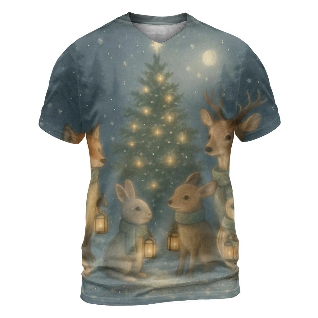 Forest Animals Lantern Caroling unique graphic print tees