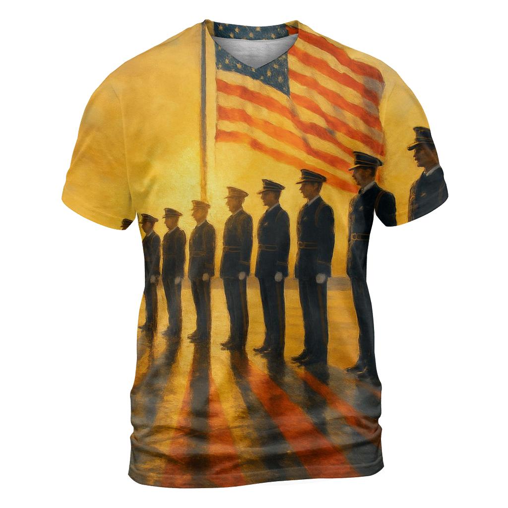 Honor Guard At The Golden Horizon vibrant all-over design tees