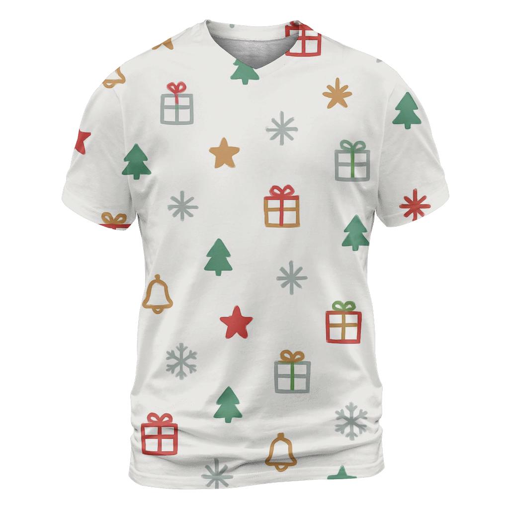 Minimalist Christmas Icon Scatter On White artistic all-over print tops