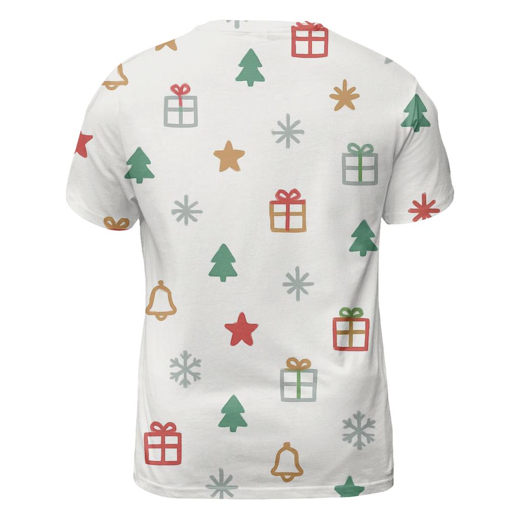 Minimalist Christmas Icon Scatter On White artistic all-over print tops