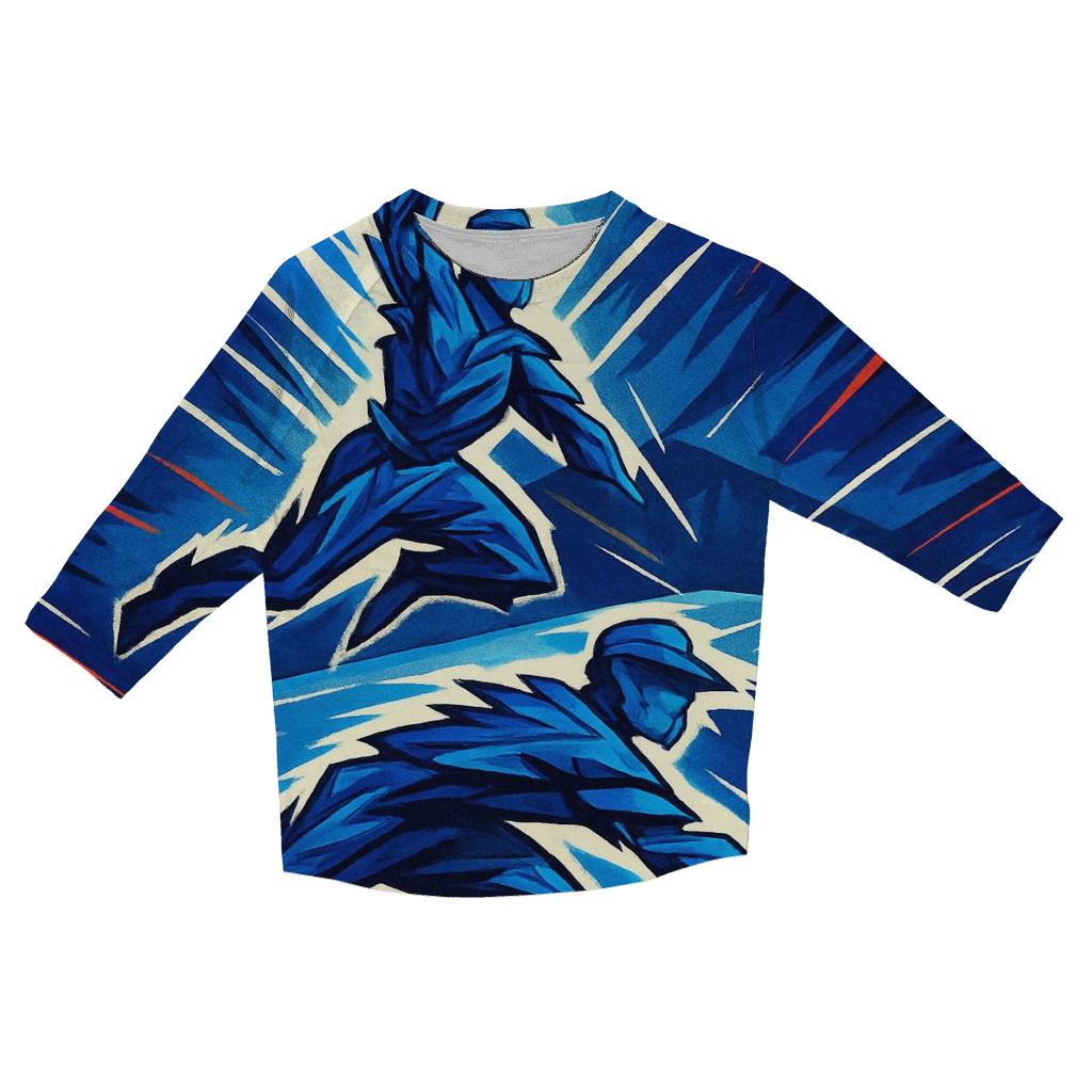 Feathered Double Play In Blue Jays Style printed three quarter sleeve shirts