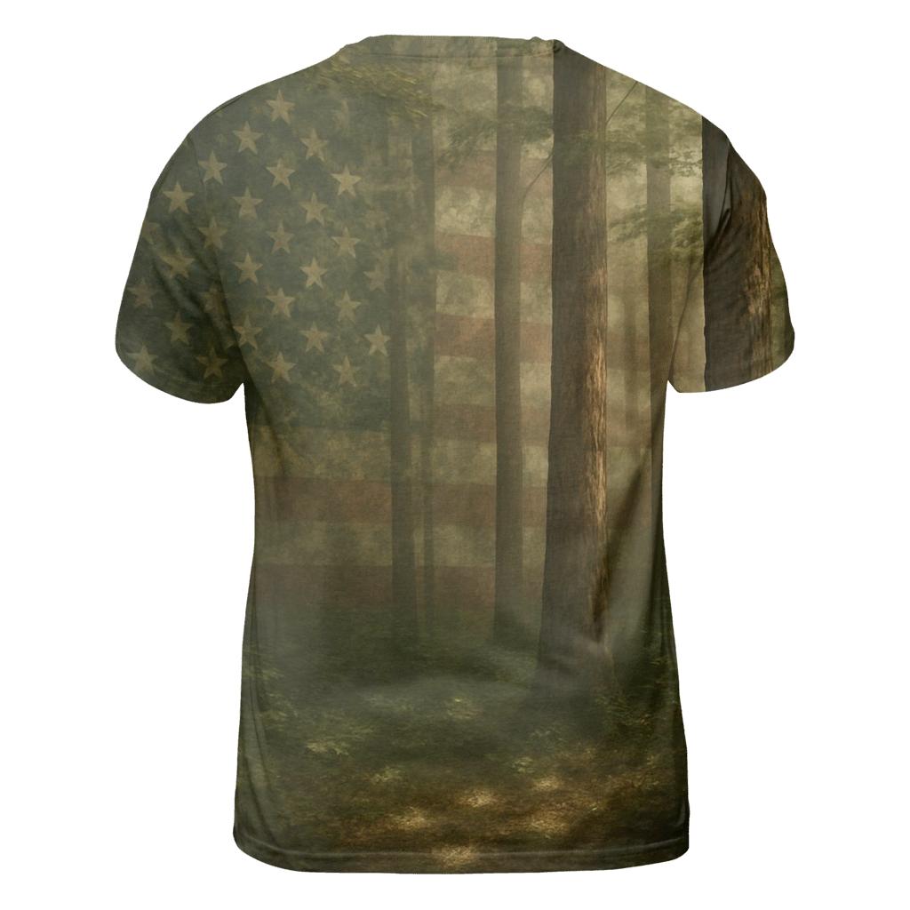 Forest Camouflage Stars Under Canopy vibrant all-over design tees