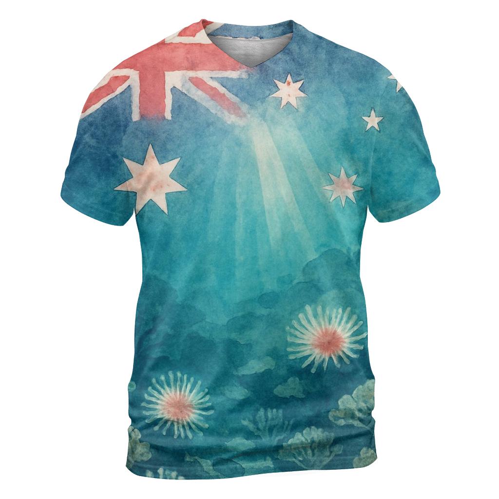 Australian Coral Dream Flag Reef unique graphic print tees