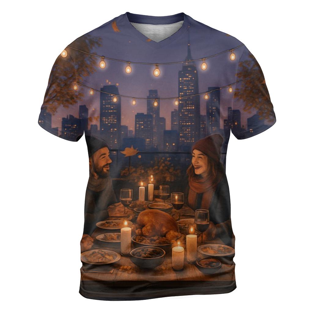 City Rooftop Friendsgiving Glow creative print fashion shirts