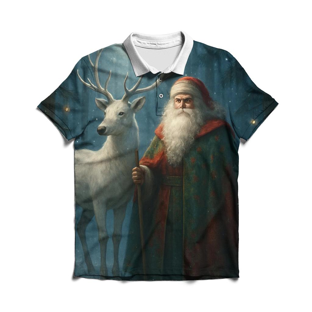 Forest Guardian Santa Stag casual sports polo shirts