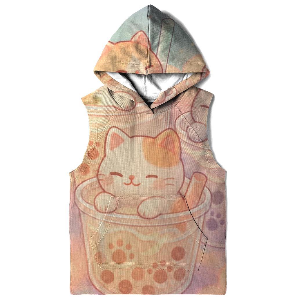 Pastel Dream Bubble Tea Cats zip-up hoodies