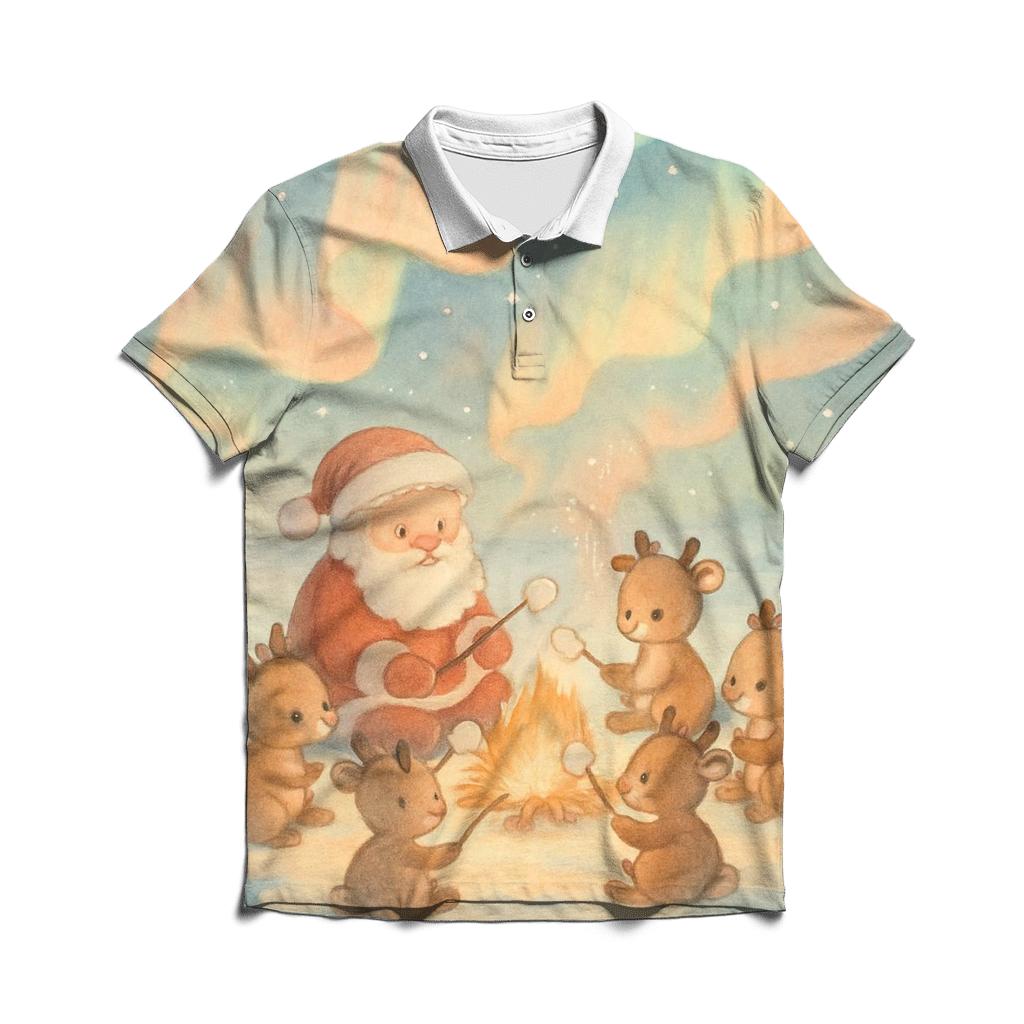Santa Polar Lights Campfire stylish collar polo tees
