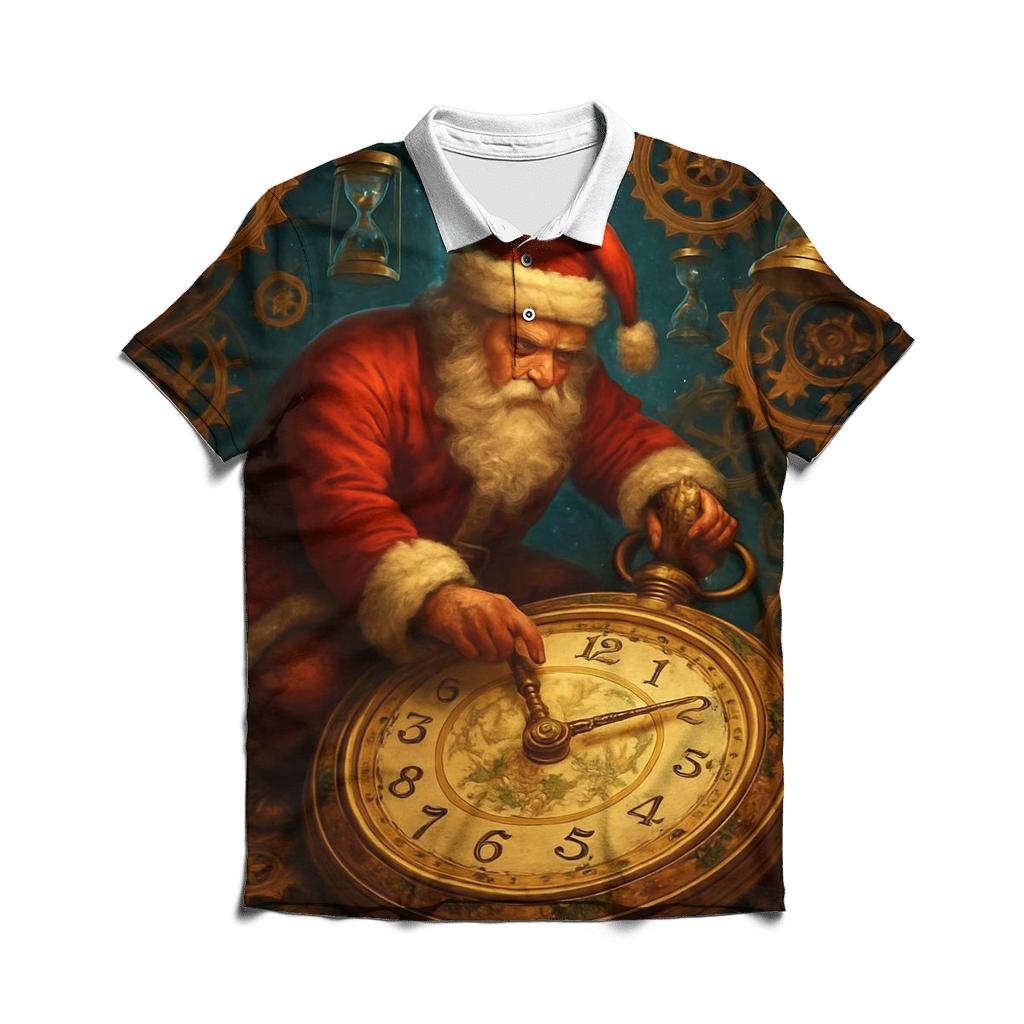 Clockwork Timekeeper Santa embroidered polo tops