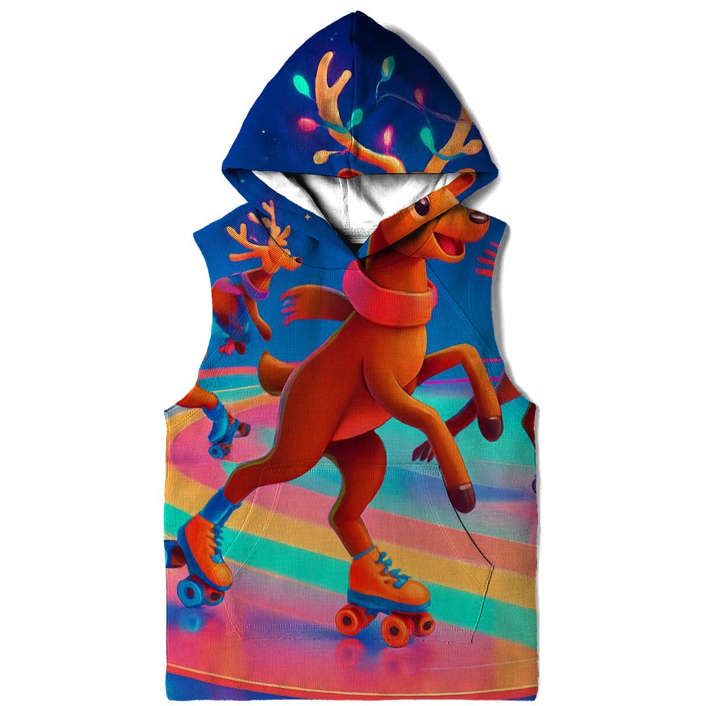 Reindeer Retro Roller Rink Christmas embroidered hoodies