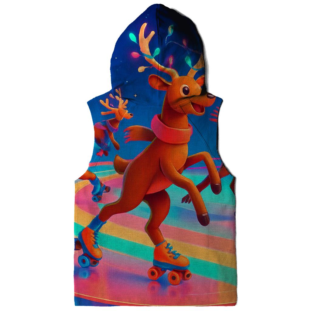 Reindeer Retro Roller Rink Christmas embroidered hoodies