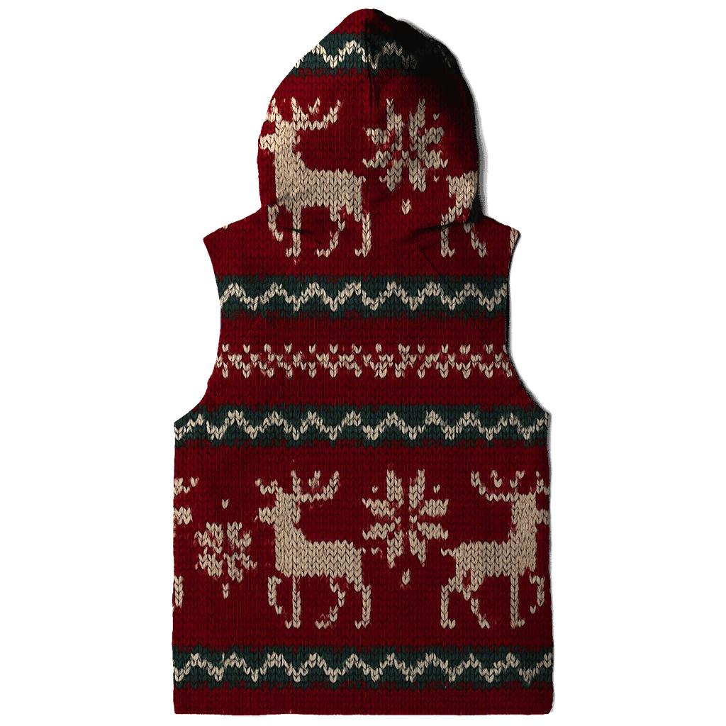 Nordic Reindeer Fair Isle Band On Deep Red custom hoodies