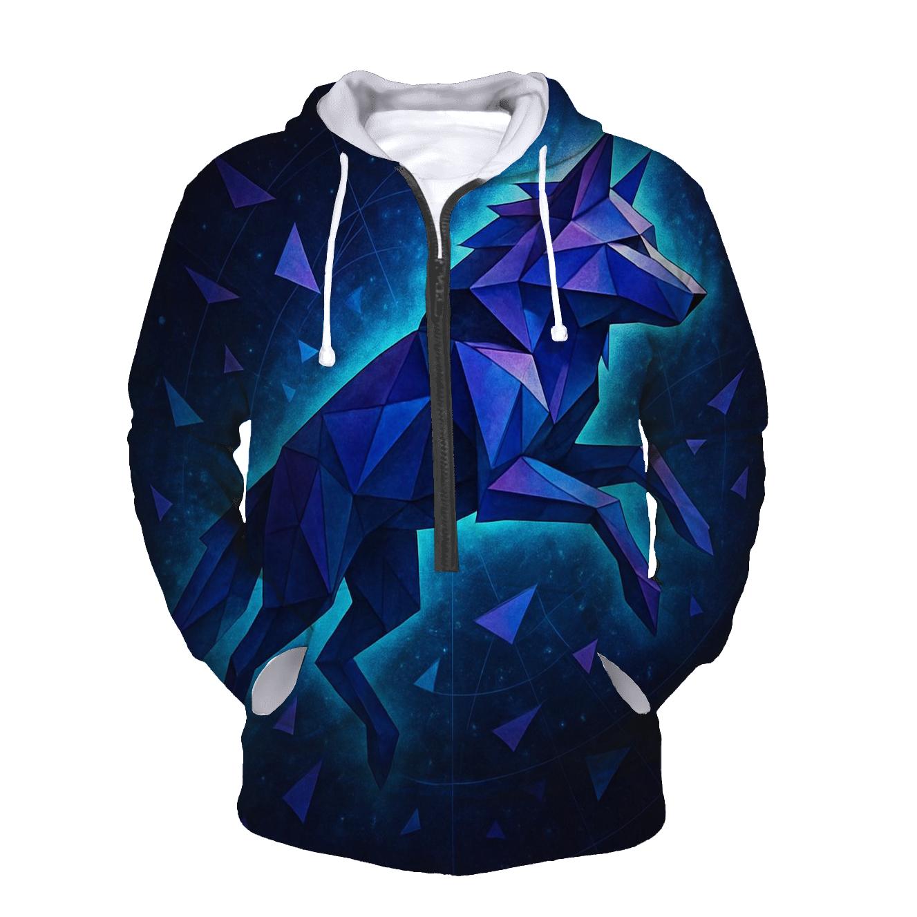 Astral Origami Wolf printed hoodies