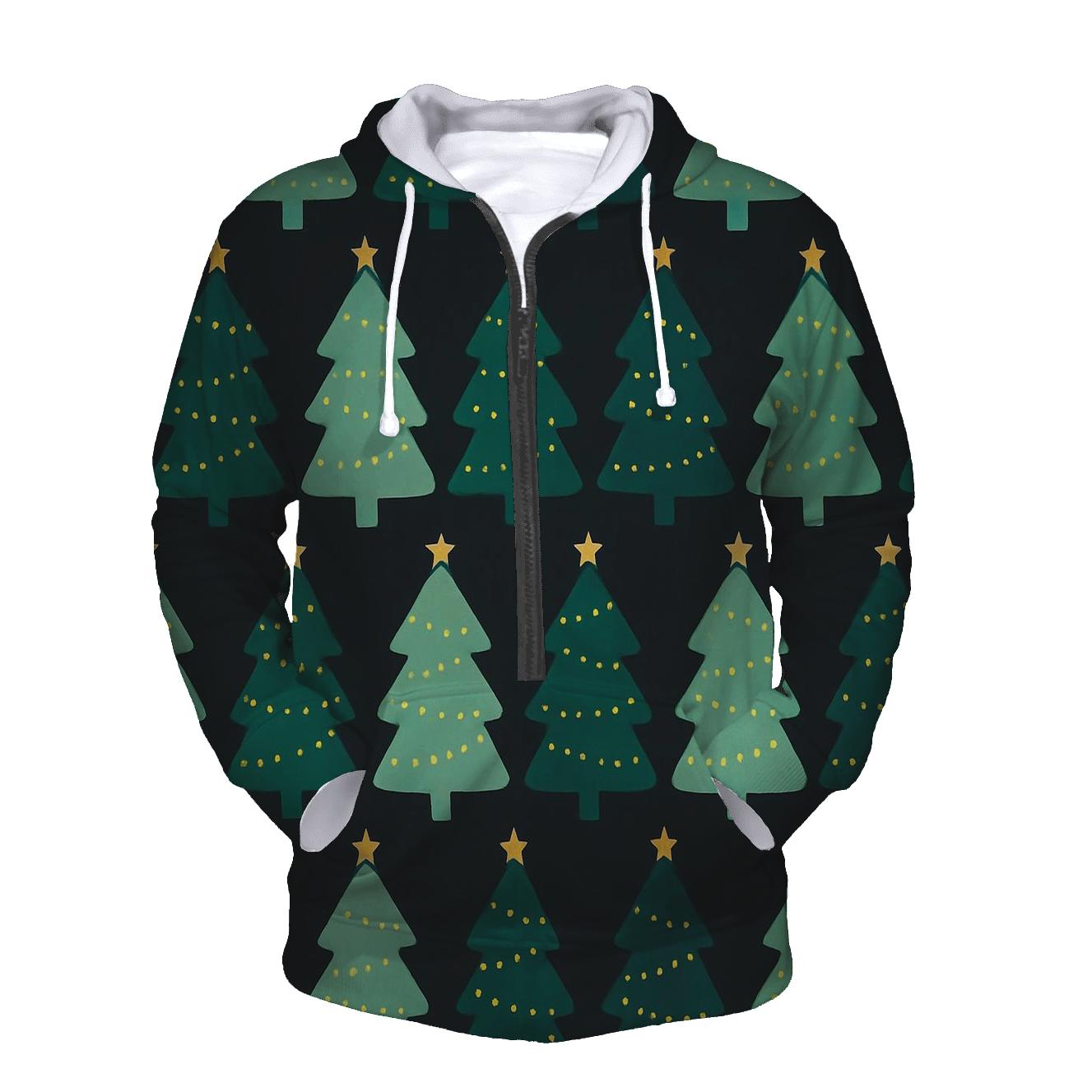 Emerald Fir Tree Checkerboard Glow premium hoodies