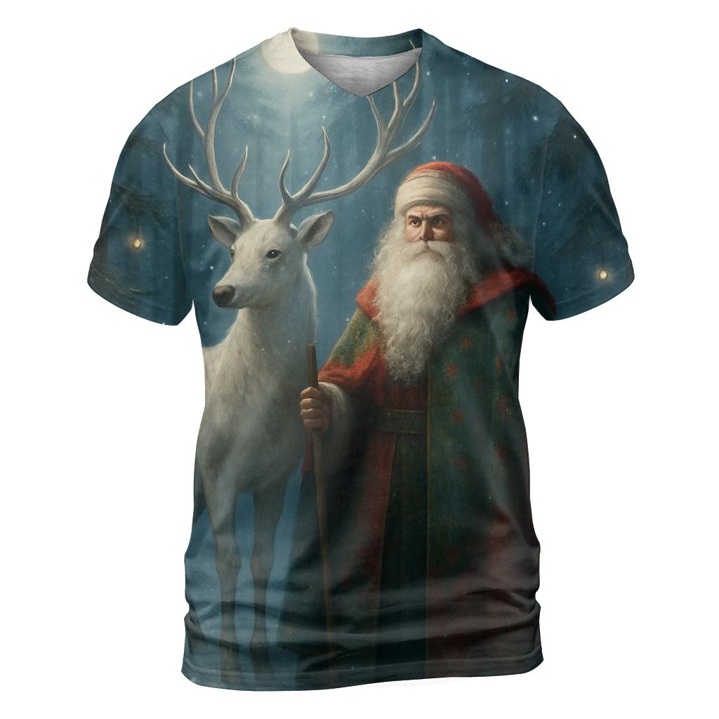 Forest Guardian Santa Stag designer pattern shirts