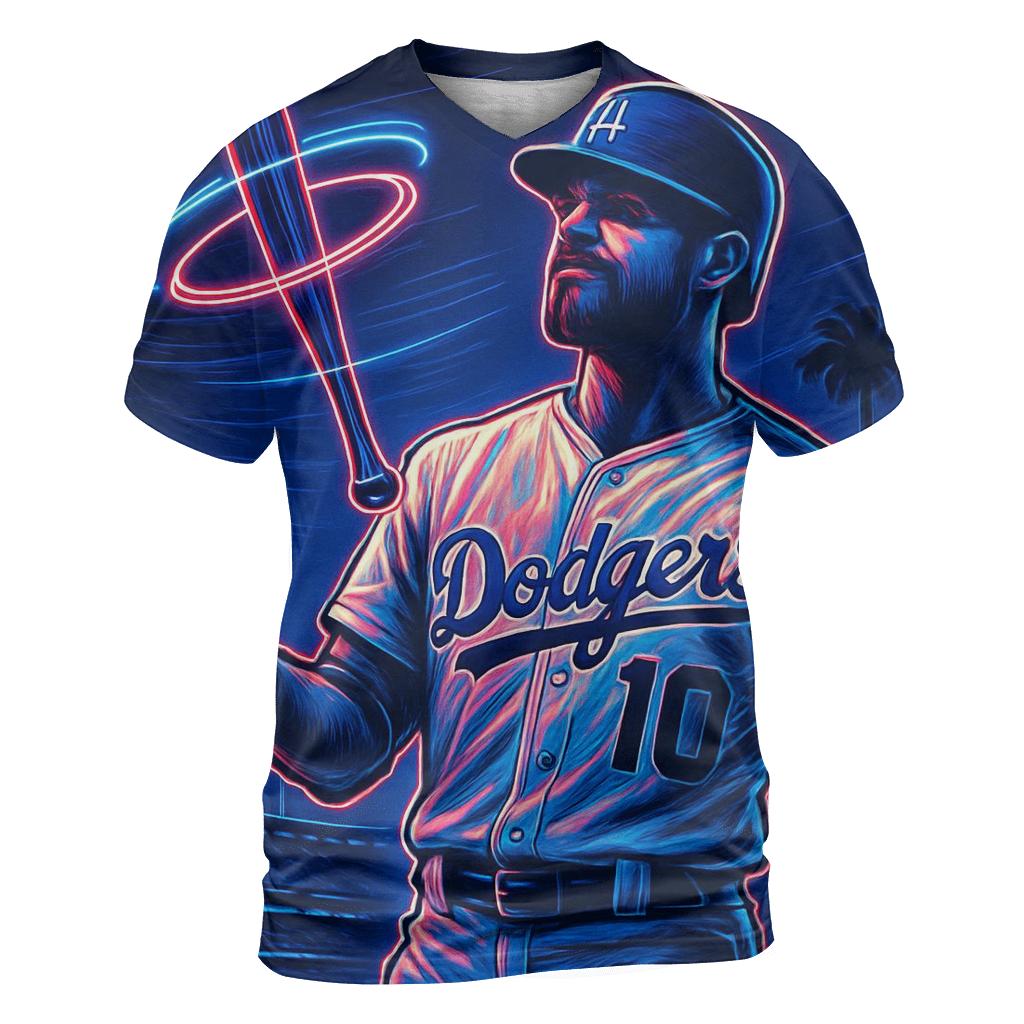 Neon Orbit Bat Flip vibrant all-over design tees