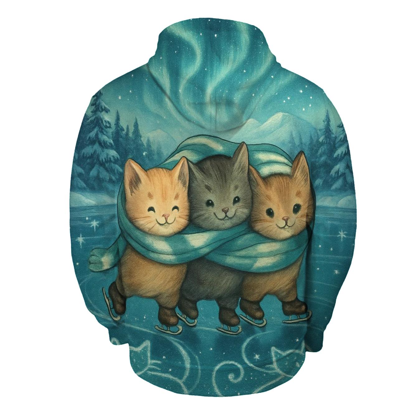 Aurora Ice Skating Kittens heavyweight hoodies