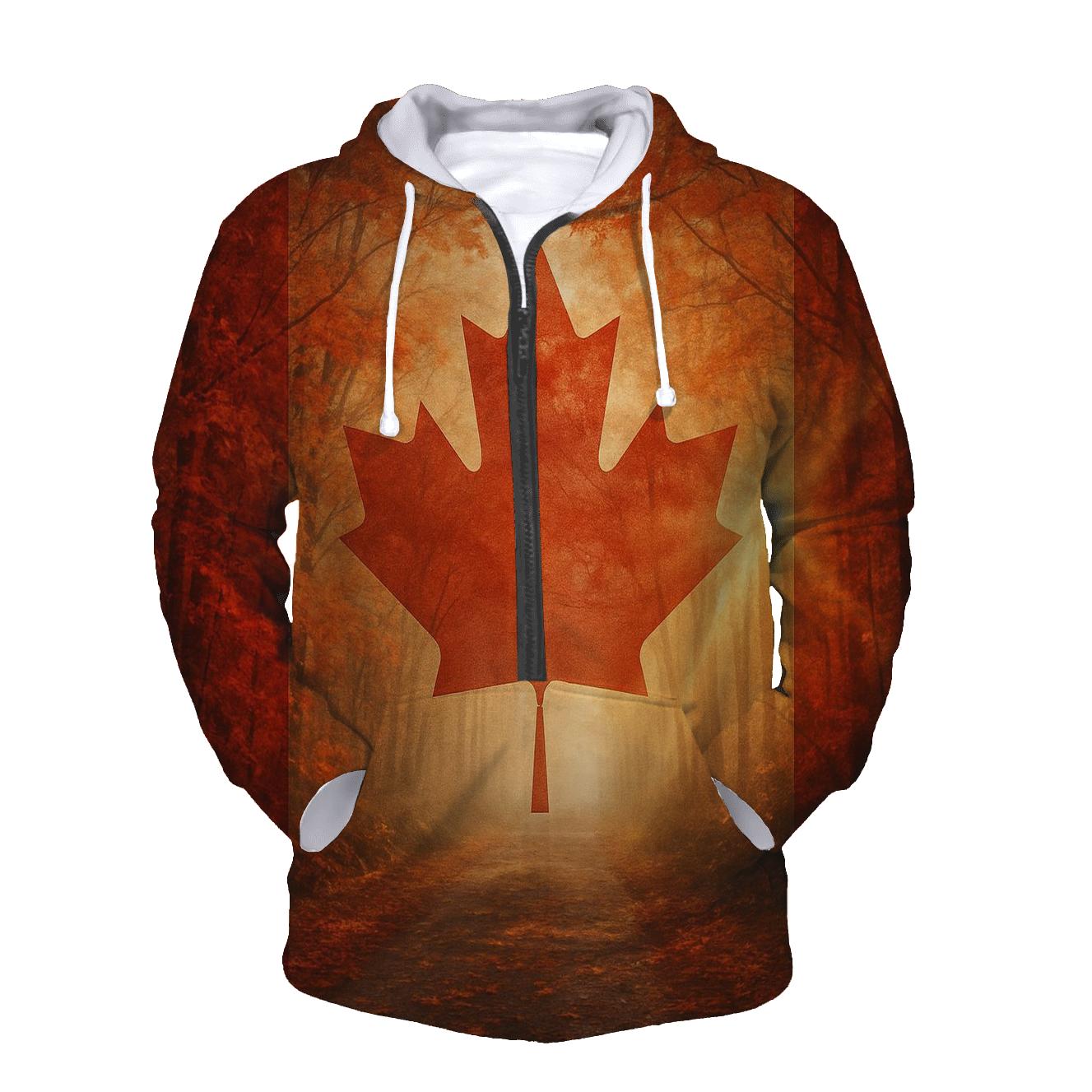 Canadian Maple Forest Double Exposure lightweight hoodies