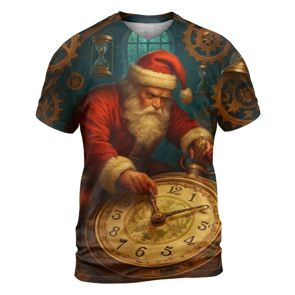 Clockwork Timekeeper Santa unique graphic print tees