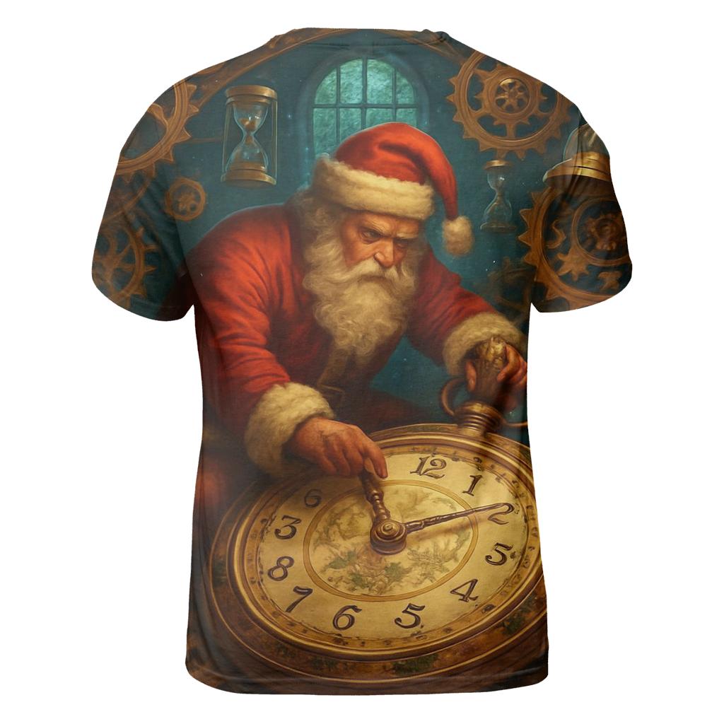Clockwork Timekeeper Santa unique graphic print tees