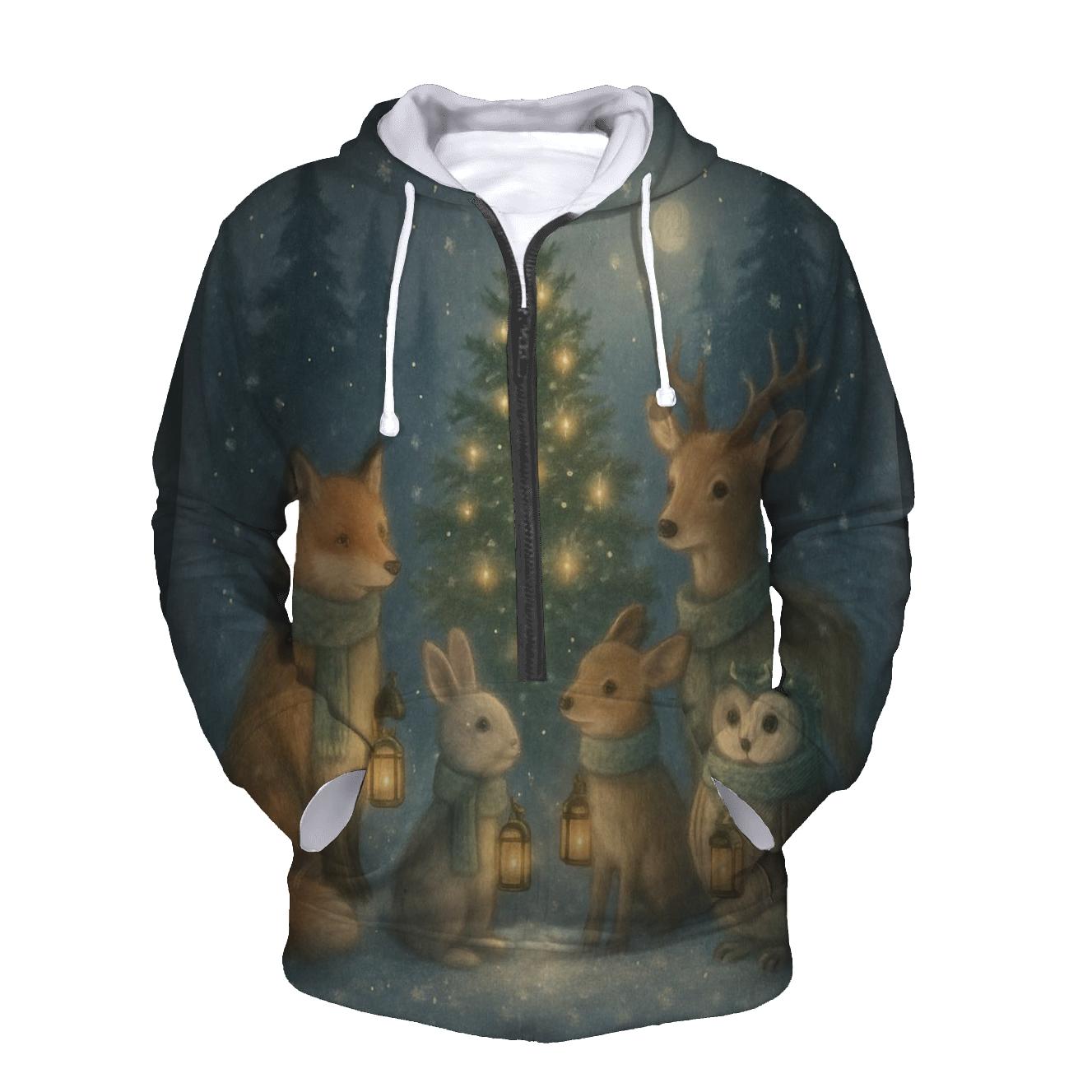 Forest Animals Lantern Caroling custom hoodies