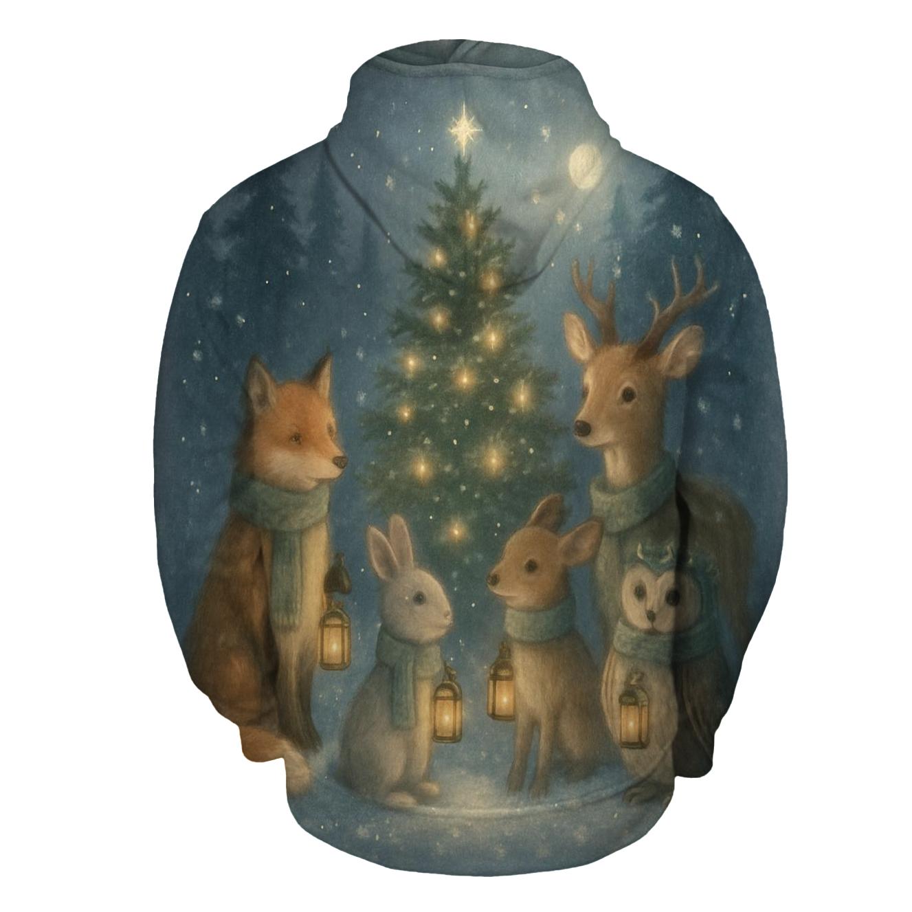 Forest Animals Lantern Caroling custom hoodies