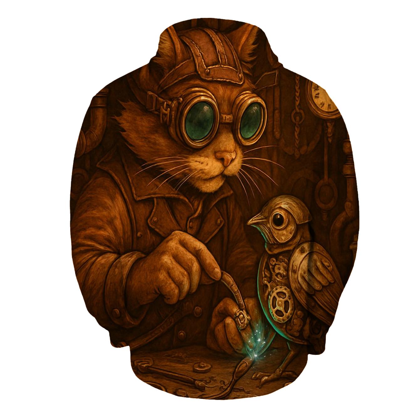 Clockwork Tinkerer Steampunk Cat pullover hoodies