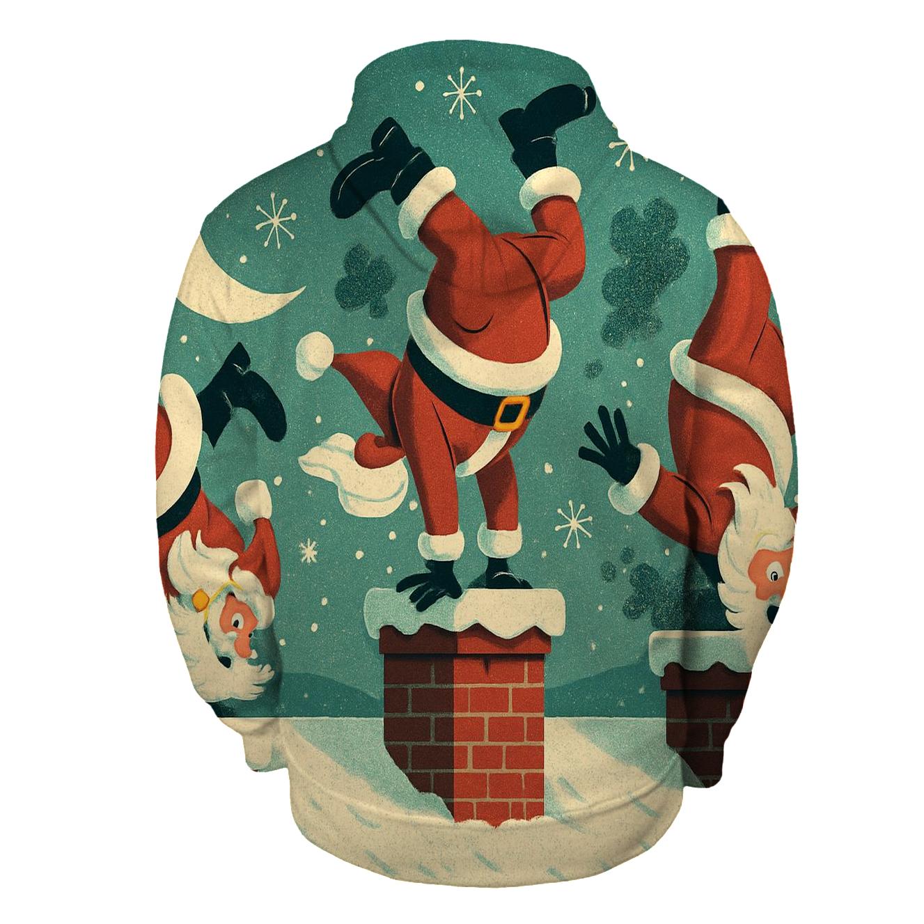 Santa Chimney Acrobatics printed hoodies