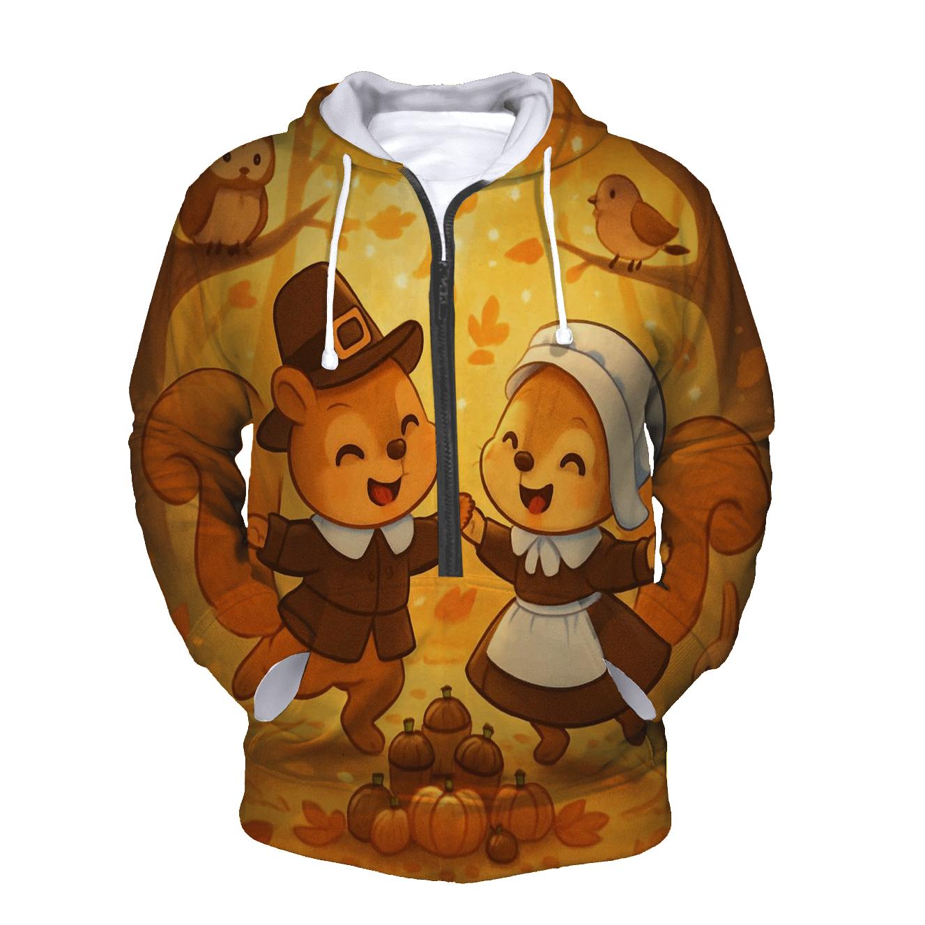 Little Pilgrim Squirrels Harvest Dance heavyweight hoodies