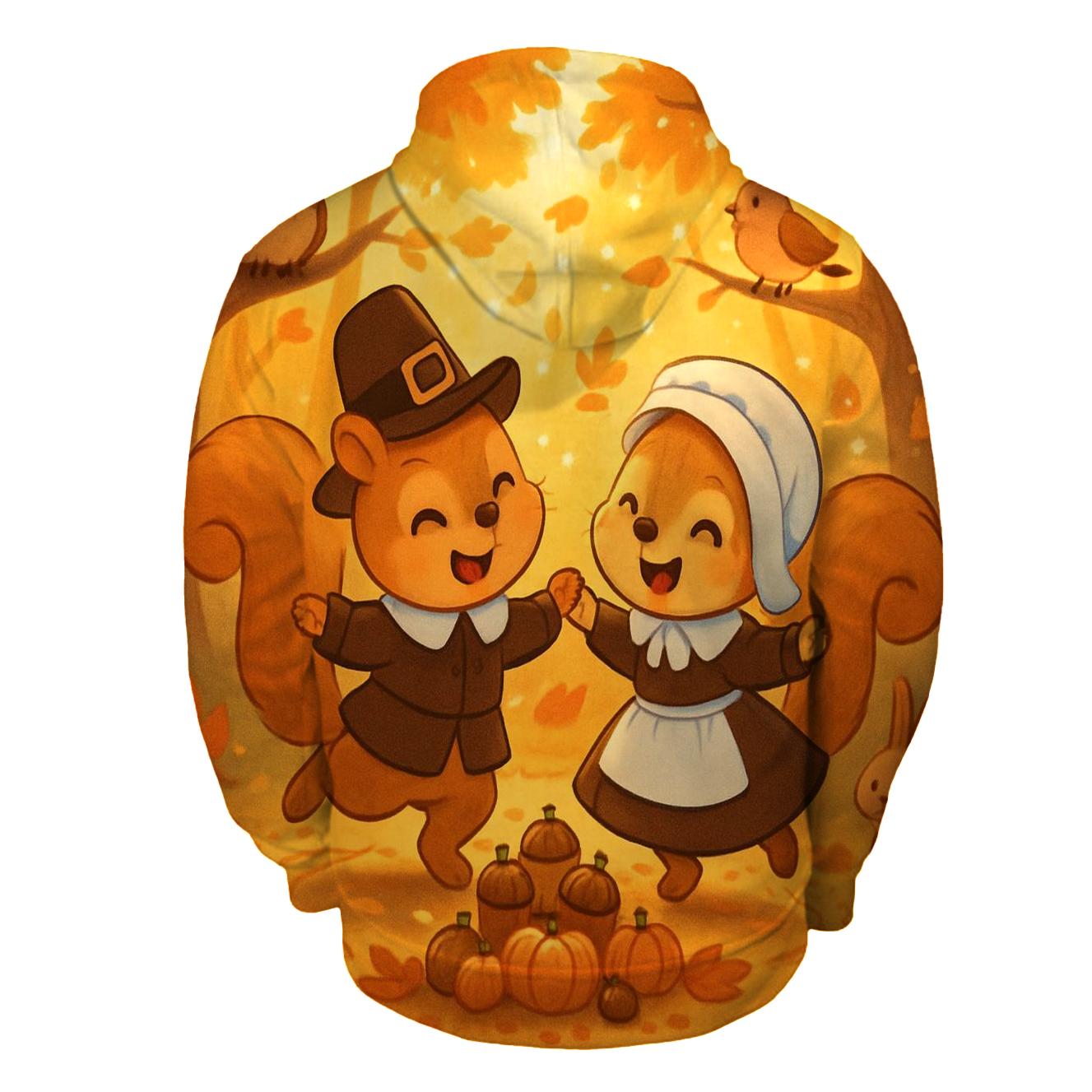 Little Pilgrim Squirrels Harvest Dance heavyweight hoodies