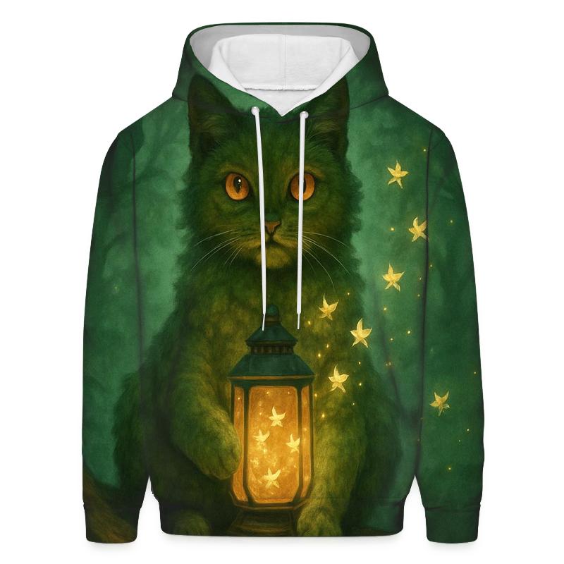 Forest Lantern Guardian Cat lightweight hoodies