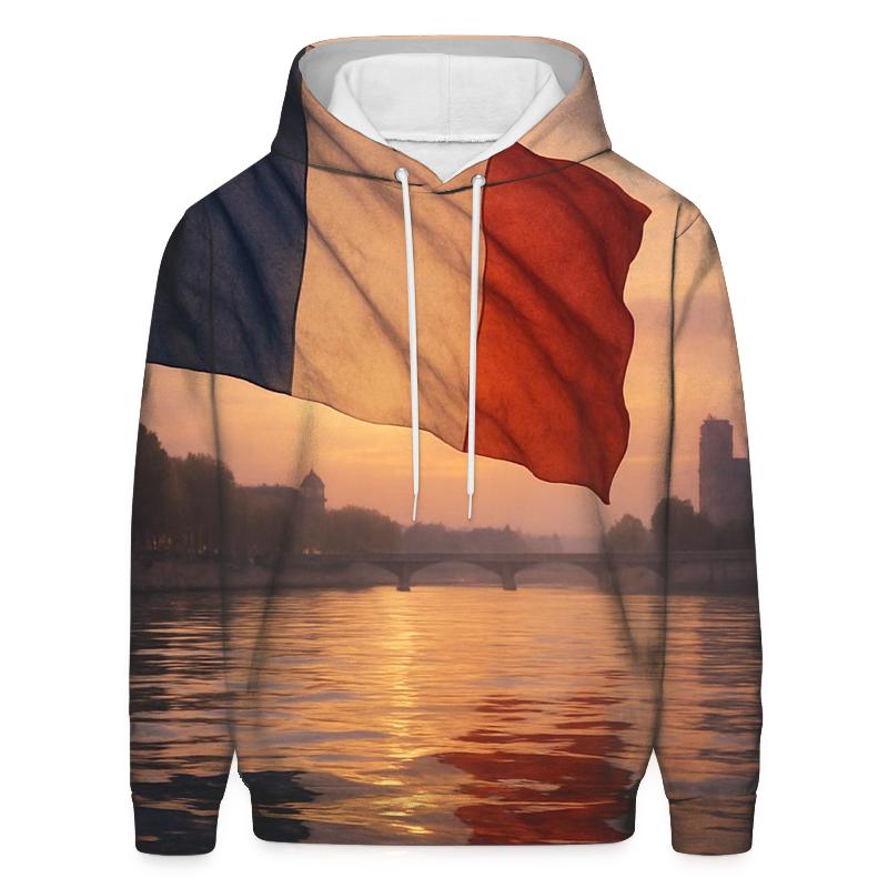 French Flag Reflections On The Seine printed hoodies