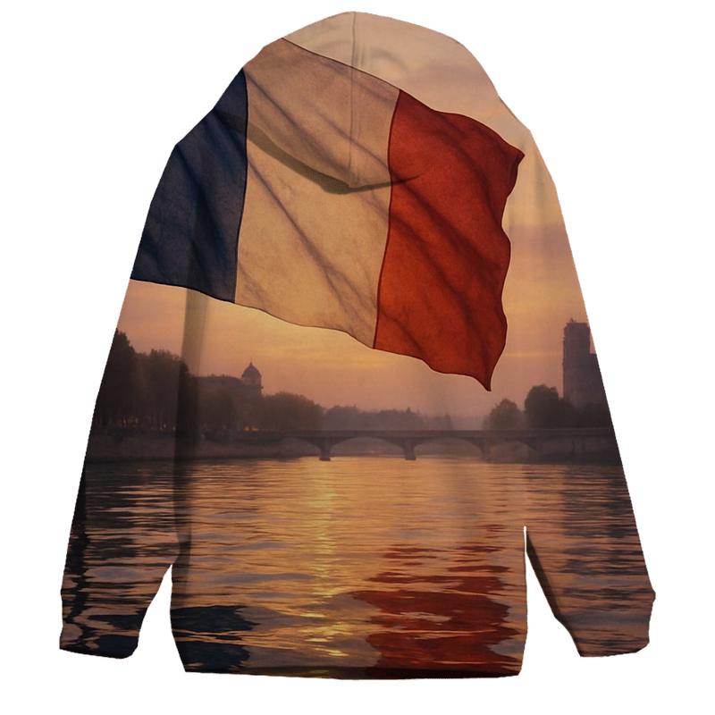 French Flag Reflections On The Seine printed hoodies