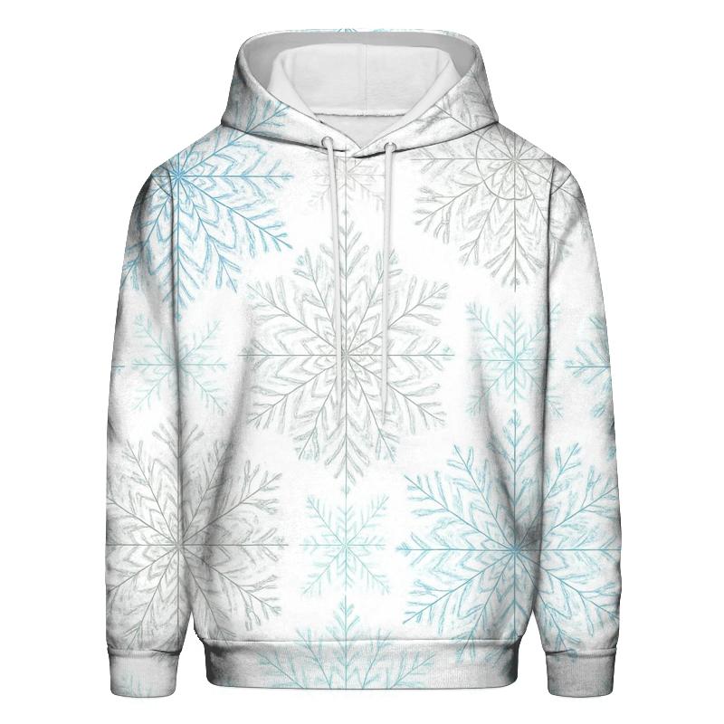 Snowflake Kaleidoscope On Icy White premium hoodies