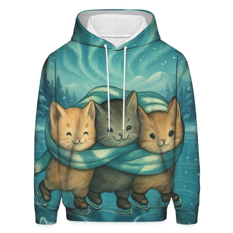 Aurora Ice Skating Kittens custom hoodies