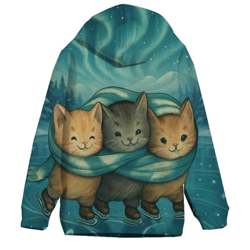Aurora Ice Skating Kittens custom hoodies