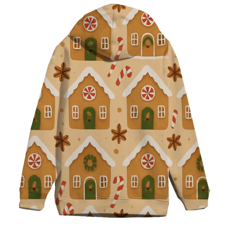 Gingerbread Village Tiles On Soft Beige heavyweight hoodies