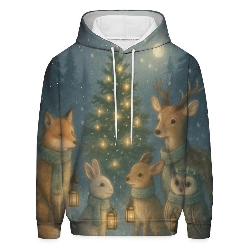 Forest Animals Lantern Caroling graphic hoodies