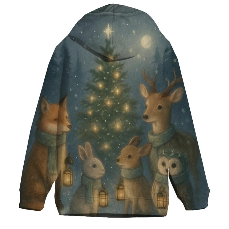 Forest Animals Lantern Caroling graphic hoodies