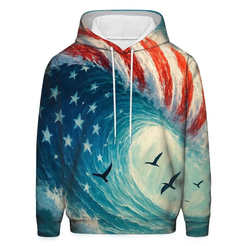 Ocean Wave Of Stars And Stripes hoodie designs