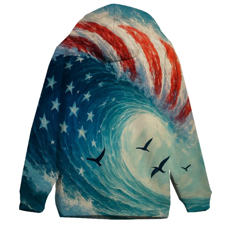 Ocean Wave Of Stars And Stripes hoodie designs