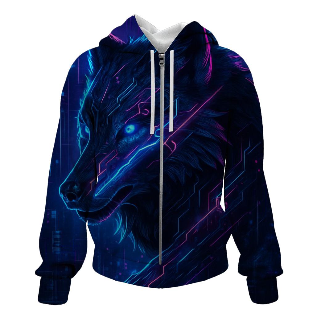 Lunar Circuit Wolf graphic hoodies