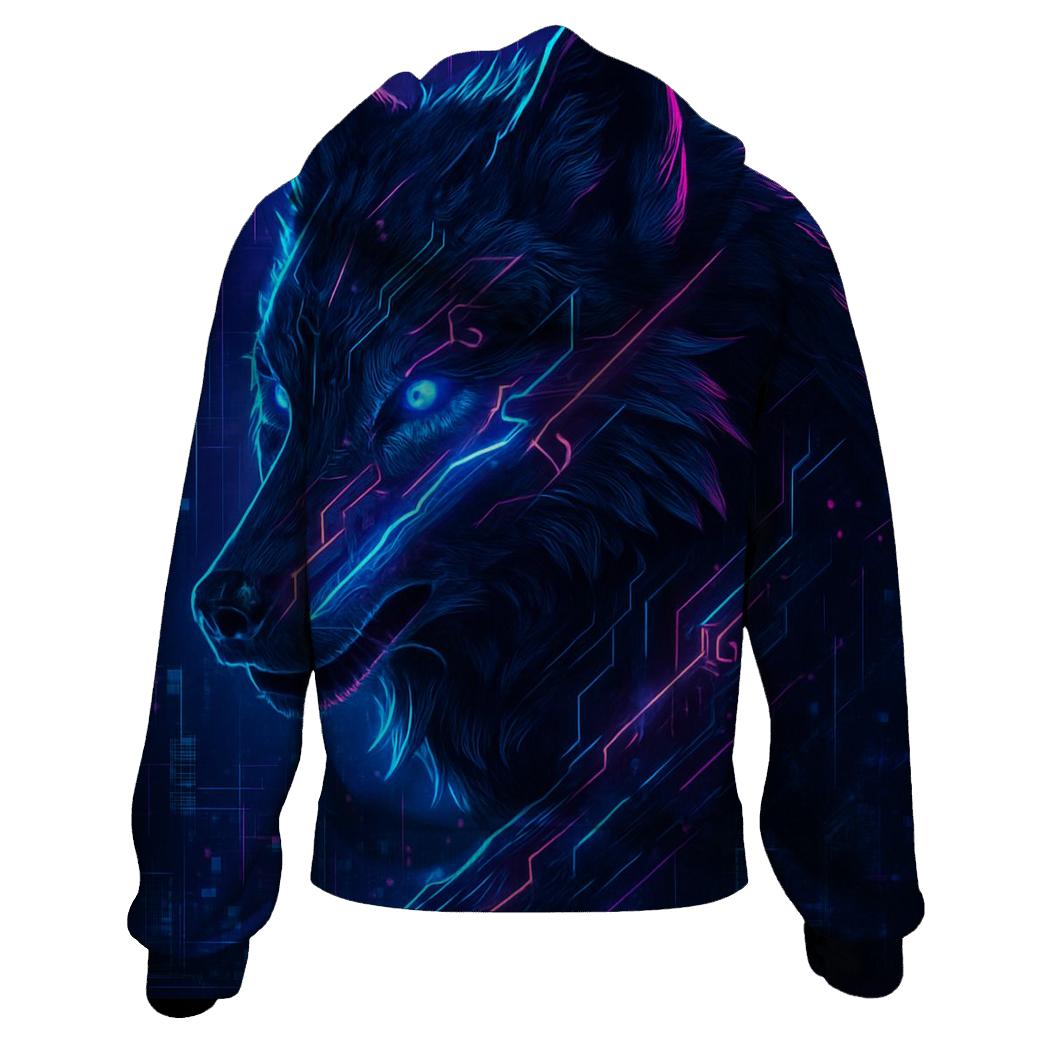 Lunar Circuit Wolf graphic hoodies