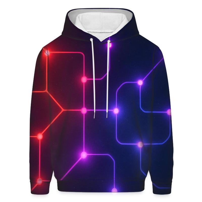 Starlit Circuit Gradient Grid zip-up hoodies