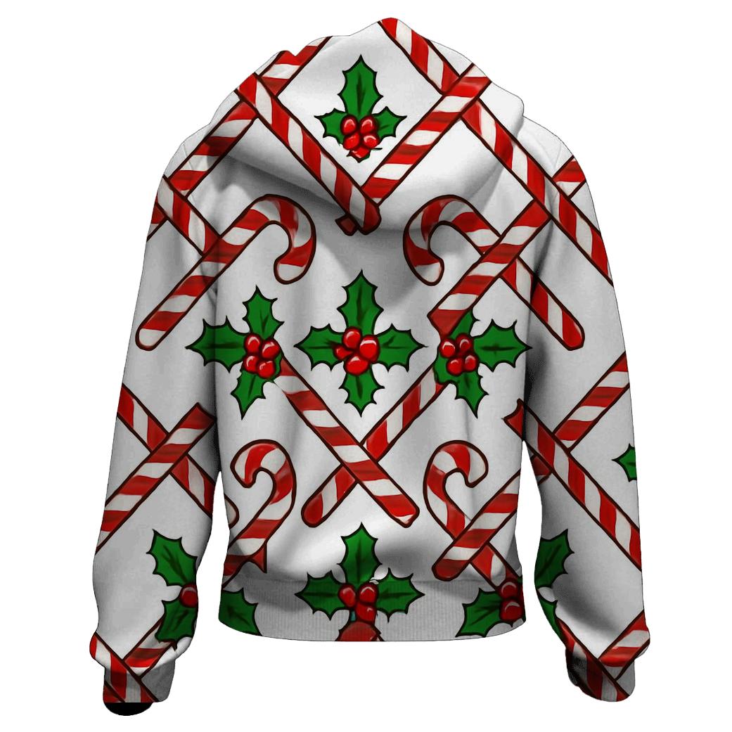 Crimson Candy Cane Diagonal Lattice On White hoodie styles