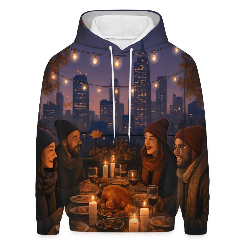 City Rooftop Friendsgiving Glow embroidered hoodies